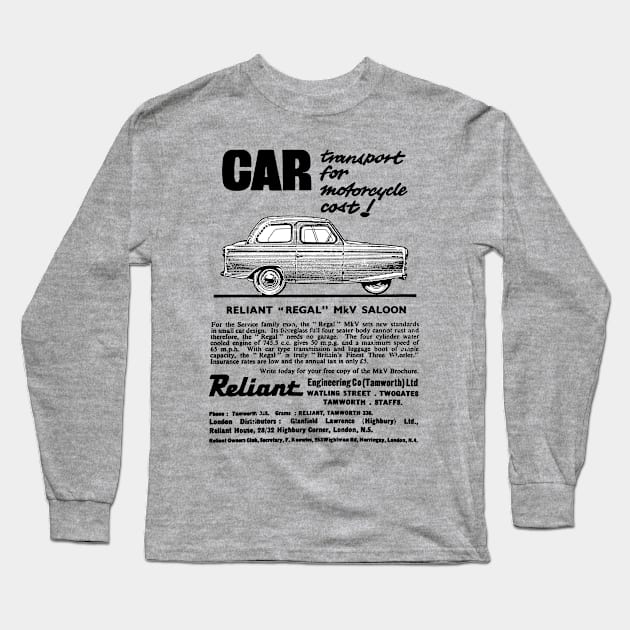 RELIANT REGAL MK V - advert Long Sleeve T-Shirt by Throwback Motors